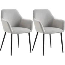 Homcom Esszimmerstühle 2er Set Küchenstuhl mit Rückenlehne, Polsterstuhl in Samtoptik, Stahlbeine, hellgrau, 54 x 57 x 80 cm für Wohnzimmer Aosom.de