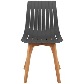 FROMM & STARCK 2er Set bis 150 kg Lehnstuhl Kunststoff Holzbeine Buche grau Designstuhl