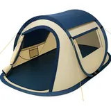 CampFeuer Zelt Quiki für 2 Personen | Creme/Blau | Wurfzelt Aufbau in 2 Sekunden, Wasserabweisend | Quicktent für Festival, Camping und mehr | Pop Up Zelt, Campingzelt, Automatik Zelt