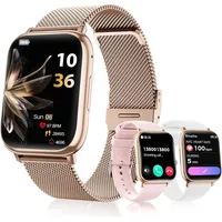 SLOKSFil Damen"s Bluetooth Fitnessuhr; mit Telefonfunktion & 120 Sportmodi Smartwatch (4,6 cm/1,83 Zoll, Android/iOS), Touchscreen mit Herzfrequenz, SpO2, Schlafanalyse & IP68 Schutz goldfarben