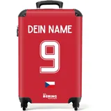 NoBoringSuitcases.com Handgepäck Koffer, Koffer Personalisiert, Reisekoffer, Reisetasche mit Rollen, Trolley Handgepäck, Koffer Handgepäck 55x40x20 cm (EM 2024 - Heimtrikot Tschechien - Rot)