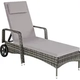 Tectake Rattan Sonnenliege 200 x 70 x 33 cm Grau