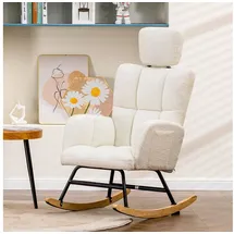COMHOMA Ohrensessel Relaxsessel Teddy-Plüsch 160 x 150 x 150 cm Beige mit Kopfstütze