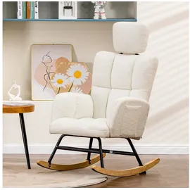 COMHOMA Ohrensessel Relaxsessel Teddy-Plüsch 160 x 150 x 150 cm Beige mit Kopfstütze