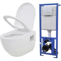 vidaXL Hänge-Toilette mit WC-Sitz Weiß