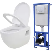 vidaXL Hänge-Toilette mit WC-Sitz Weiß