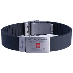 Notfall-ID Notfallarmband Silikon Schwarz 1 St