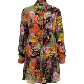 Aniston CASUAL Hemdbluse mit großflächigem Blütendruck - jedes Teil ein Unikat Gr. 38, schwarz-zimt-olivgrün-lila-altrosa-ocker-wollweiß-braun, , 95914719-38