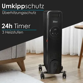 Zilan Öl Radiator 9 Rippen Elektrischer Heizkörper Heizstrahler Heizgerät Konvektor LED Display 24h Timer