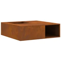 vidaXL Feuerstelle mit Holzlager 100x100x30 cm Wetterstahl