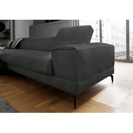 W.Schillig Ecksofa "piedroo, Designsofa mit tollem Sitzkomfort, L-Form", grau (anthrazit r66), B:303cm H:70cm T:193cm, Chenille-Flachgewebe R66 (85% Polyester, 15% Nylon), Sofas, Ecksofa, Kopfteilverstellung, wahlweise mit Sitztiefenverstellung, Breite 303cm