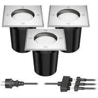 Ledscom.de Bodeneinbaustrahler REJA für außen Edelstahl eckig IP67 inkl.