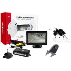 Amio, Rückfahrkamera, Parksensor-Kit TFT01 4,3 Zoll mit Kamera HD-502 und 4 weißen Sensoren