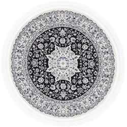 Teppich CARPETFINE "Nain Diane", blau (dunkelblau), H:8mm Ø:120cm, Polypropylen, Polyester, Teppiche, Kurzflorteppich, Orient Look