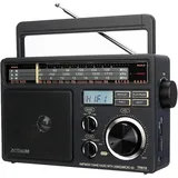 Retekess TR618 Tragbares Radio, Großem Lautsprecher, für älteren Menschen Radio (2 Arten von Stromversorgungsmodus, Kofferradio, AM FM SW, USB SD TF) schwarz