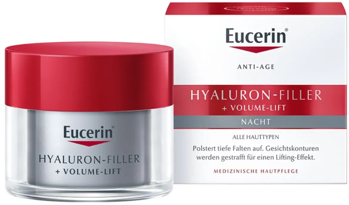 Eucerin Hyaluron-Filler Nachtpflege – Glättende Nachtcreme gegen Falten pflegt die Haut & unterstützt die Regeneration