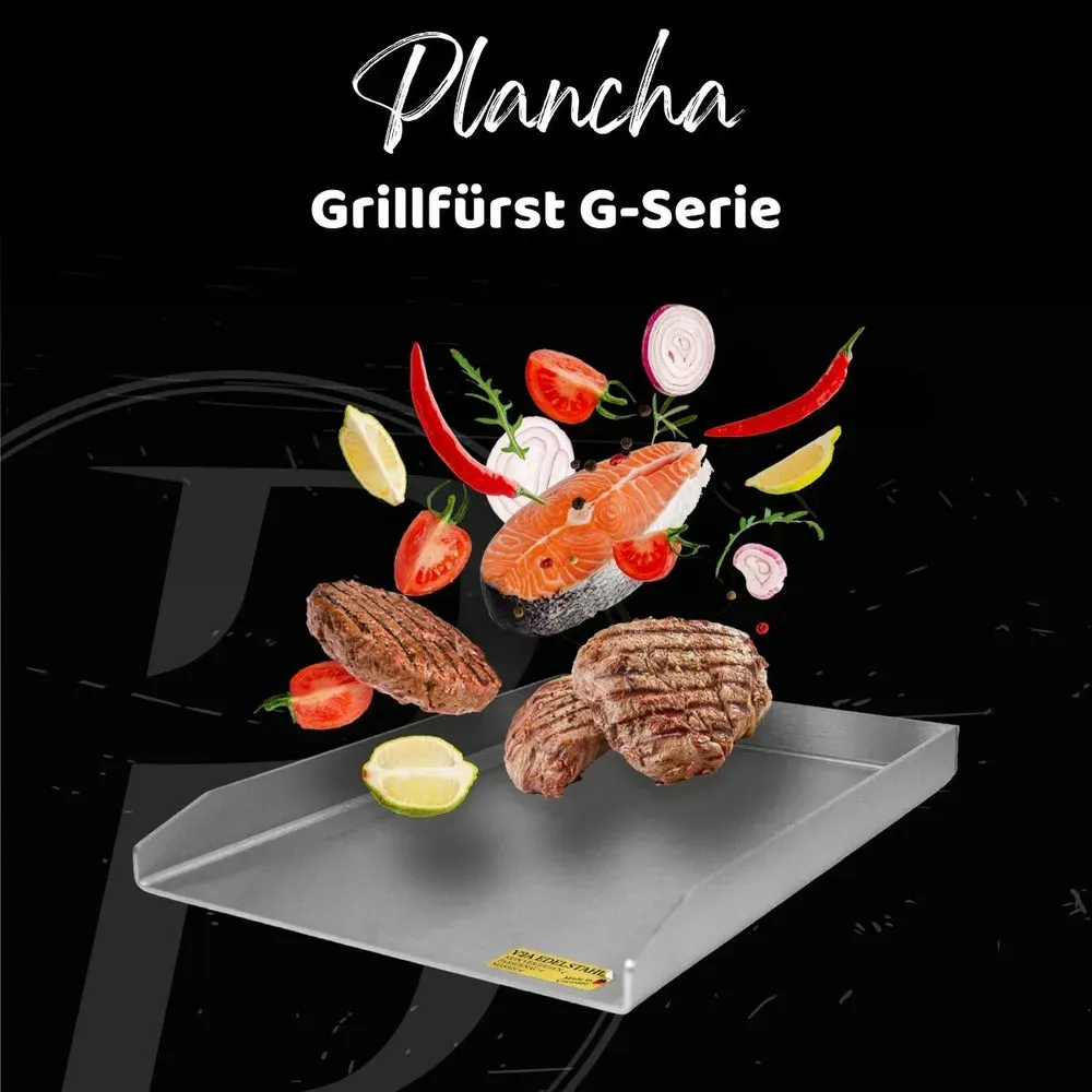 Plancha | Grillplatte | Edelstahl V2A | Grillfürst G-Serie | 23,5x41,5cm