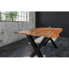 sam möbel gmbh Esstisch, Beige, Holz, Echtholz,Mangoholz, Rechteckig,Quadratisch, X-Form, 120x77x80 cm, Esszimmer, Tische, Esstische