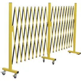 Mendler Alu Absperrgitter HWC-B34 Scherengitter Schutzgitter mit Rollen 110x60-500cm gelb/schwarz