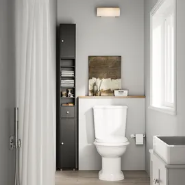 SoBuy Badzimmerschrank Schmal Badezimmer Hochschrank aus Holz mit verstellbaren Einlegeböden Wasserabweisender Badschrank, 20x180x20cm, BZR34-II-SCH - Schwarz