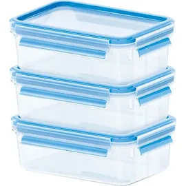 Emsa Frischhaltedose rechteckig blau 19,7 x 13,6 x 20,1 cm 1 l 3-teiliges Set