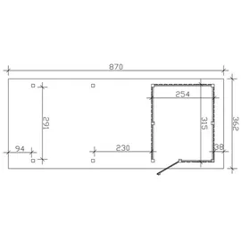 SKANHOLZ Wendland Einzel-Carport 3,62 x 8,70 m braun inkl. Abstellraum, Regenrinne, Pfostenanker