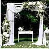 Deconovo Vorhang Querbehang Transparente Gardinen Traubogen Hochzeit Weiß, Dekoschals Traubogen Wohnzimmer weiß