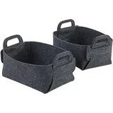 Wenko Filzkorb Nina S, 2er Set 19 x 14 x 9 cm dunkelgrau