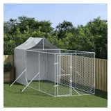 vidaXL Outdoor-Hundezwinger mit Dach Silbern 2x6x2,5m Verzinkter Stahl