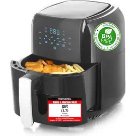 EMERIO AF-123544.7 5.5L 1400W Airfryer, digital, 1400 Watt Schwarz mit 5.5 Liter Fassungsvermögen
