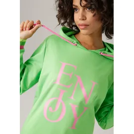 Aniston CASUAL Sweatshirt mit "ENJOY"-Schriftzug Apfelgrün/Rosa 36