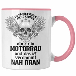 Trendation Tasse Trendation – Motorradfahrer Geschenk für Männer Motorrad Tasse Spruch Kaffeetasse für Biker Herren rosa