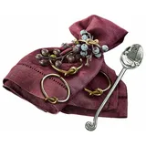 Loberon Serviettenring 4er Set Motje, edel & glamourös, hübsches Knoten-Detail, von Hand gefertigt, Tischaccessoires, Tafelschmuck, Küchenutensilien, Messing, gold