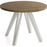 ESSTISCH Ravero runder ausziehbarer, Eiche Braun Rustikal 100-180/100/77 cm