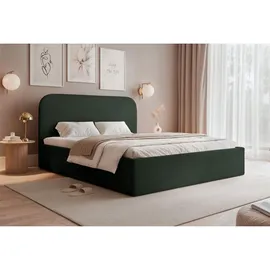 Selsey Polsterbett 140x200 mit Bettkasten, Chenille, dunkelgrün -