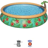 BESTWAY Fast Set Aufstellpool Paradise Palms ⌀ 457 x 84 cm inkl. Filterpumpe + Wassersprinkler