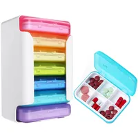 Medikamentenbox Groß Pillenbox Tragbare Pillendose 1 Stück Tablettendose 7 Tage 6 Fächer Tablettenbox Tabletten Organizer Morgens Mittags Abends, Pill Organizer Große Fächer Pill Box