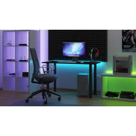 Möbelsystem Gaming Schreibtisch mit LED Beleuchtung,Schwarz - Schwarz