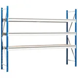 Proregal Weitspannregal Maximus Pro | Grundregal | HxBxT 200x250x50cm | 2 Ebenen | Spanplatten-Fachboden | Fachlast 530kg | Lichtblau/Lichtgrau