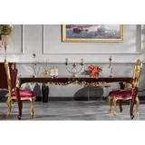 Casa Padrino Luxus Barock Esstisch Dunkelbraun / Gold 238 x 118 x H. 81 cm - Prunkvoller Küchentisch - Massivholz Esszimmertisch - Barock Esszimmer Möbel