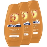 Schauma Schwarzkopf Spülung Superfruit & Glanz (3x 250 ml), vitalisierende Haarspülung mit pflegender Formel stärkt das Haar und verleiht einen natürlichen Glanz