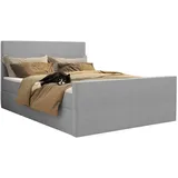 Kaiser Möbel Boxspringbett mit bettkasten und topper VIESTA stoff Poso Hellgrau H3, - Hellgrau