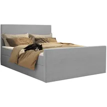 Kaiser Möbel Boxspringbett mit bettkasten und topper VIESTA stoff Poso Hellgrau H3, - Hellgrau