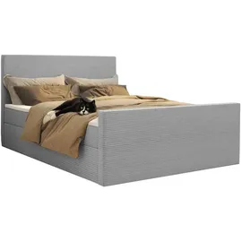Kaiser Möbel Boxspringbett mit bettkasten und topper VIESTA stoff Poso Hellgrau H3, - Hellgrau