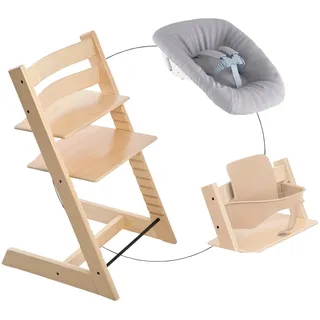 Stokke Stokke® TRIPP TRAPP® Bundle Treppenhochstuhl inkl. Newbornset Light Grey & Babyset, natur