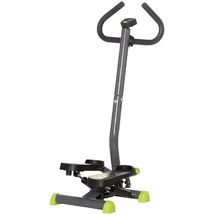 Homcom Stepper Fitness Swing Stepper mit LCD-Schirm und Handgriff Hometrainer für Zuhause bis 100 kg Stahl ABS Grau+Grün 55 x 44 x 108 cm