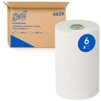 Scott Essential Slimroll Papierhandtücher in Rollen 6639 – E-Roll Papierhandtücher in Rollen – 6 x 180 m Papierhandtuch-Rollen, weiß (insg. 1.080 m)
