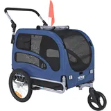 Vevor Hundeanhänger 45 kg 2in1 Fahrradanhänger Kohlenstoffstahl + 600D Oxford-Gewebe + PP faltbar 1440 x 725 x 845 mm als Anhänger 1320 x 725 x 920 mm als Kinderwagen Hundebuggy Jogger Anhänger Blau