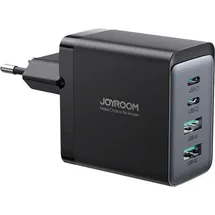 Joyroom Ladegert GaN 67W 4 Ports (2x USB, 2x USB C) schwarz (TCG02) + Kabel USB C - USB C 100W 1,2m - Schwarz