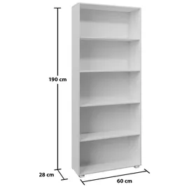 CASARIA Bücherregal 60 x 190 x 28 cm Weiß